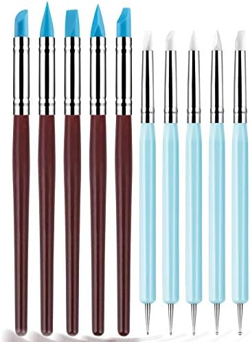 Silicone Clay Sculpting Tool - 10Pcs Modeling Dotting Tool for Pottery Craft, Rock, Nail, Blending, Drawing by Yagugu