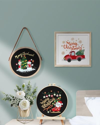 TINDTOP Christmas Embroidery Kit for Adult Beginners, 3 Sets Embroidery Stitch Practice kit Include Embroidery Cloth Hoops Threads for Craft Lover Hand Stitch - Image 4
