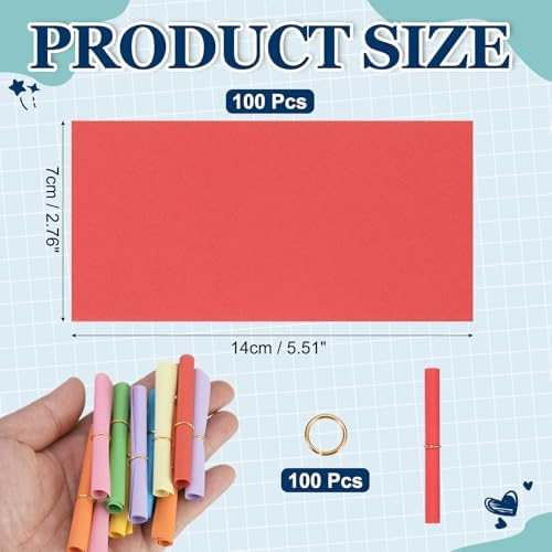 MECCANIXITY 100Pcs Message Paper Scrolls 7x14cm Lucky Wishing Red - Image 2