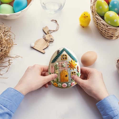 Felt Easter Egg House DIY Kit - All-Inclusive Craft Set with Hand-Embroidered Materials, Bunny & Chick Patterns for Easter Decorations, Home Hanging Ornaments for Adults & Beginners (A/1PC) - Image 7