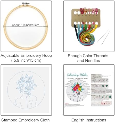 Louise Maelys Flower Woman Embroidery Kit for Beginners DIY Gift Set - Image 2
