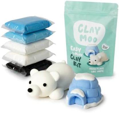 Polar Bear Clay Kit – Air Dry Foam Clay Craft for Adults & Teens by Claymoo
