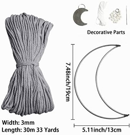 JeogYong Macrame Kit, DIY Moon Dream Catcher Macrame Kits for Kids & Adults Beginners, Includes Metal Hoop Rings Macrame Cord or More Craft Supplies and Materials for Bohemian Wall Decor Dreamcatcher - Image 2