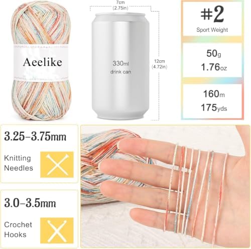 Aeelike Crochet Kit for Adults,Women Crochet Top Beach,Gradient Cotton Yarn - Image 3