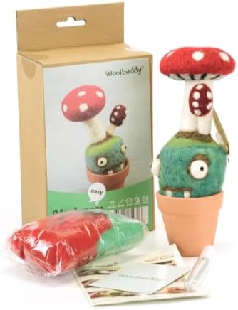Woolbuddy Needle Felting Starter Kit (Mushroom) for Adult with Tool & Guide by Woolbuddy