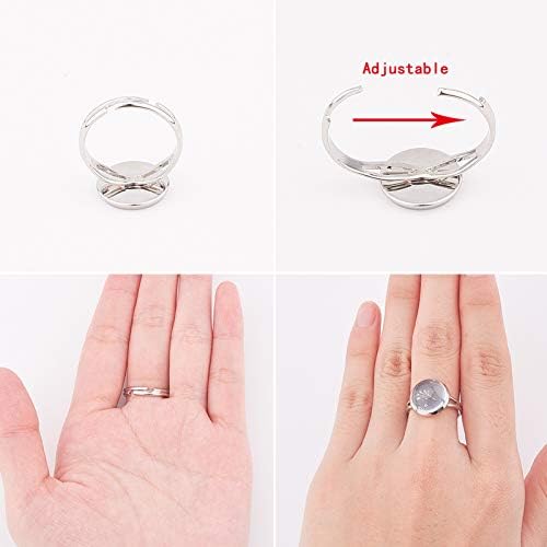 SUNNYCLUE 30Pcs 12mm Adjustable Cabochon Ring Settings with 30Pcs Round Glass Dome Cabochons Blank Finger Rings for DIY Ring Making Jewelry Making Supplies Adult Handmade Craft - Image 6