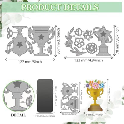 MAYJOYDIY Trophy Flower Metal Cutting Dies for Card Making Flower Leaf Star Trophy Embossing Die Cut Stencils Star Trophy Carbon Steel Die Cutting for Scrapbooking Party Photo Album DIY Paper Crafts - Image 2