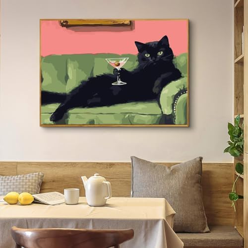 Eiazuiks Stamping Cross Stitch Kit, Gentleman Cat Counting Cross Stitch Kit for Adult Beginners, Full Line DIY Stitching Kit for Home Decor Cross Stitch Patterns 12x16 inches - Image 3