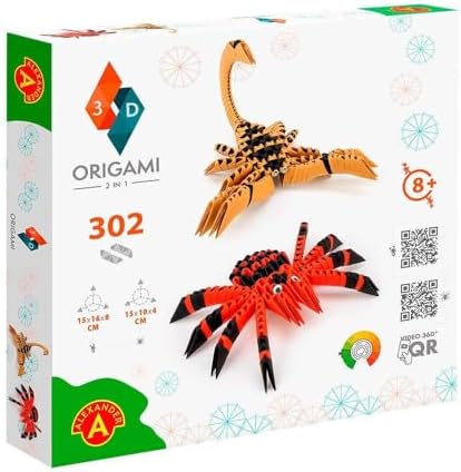 Origami 3D 501838-3D Origami Spider and Scorpion - Beautiful 3D Paper Sculpture with Patented Components and Easy-to-Clear Building Instructions, 302 Pieces, 15 x 16 x 8 cm (Scorpio), from 8 Years by Unknown
