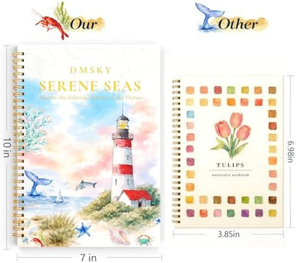 Watercolor Workbook for Beginners,18 Serene Seas Sceneries Water Coloring Book,Relaxing & Easy to Paint Water Coloring Book with 24 Colors-Perfect for Gifting to Creativity & Joy for Adults - Image 6