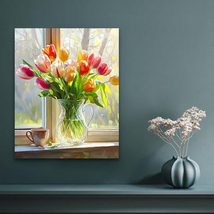 Banket Paint by Numbers Kit for Adults Beginner Flowers DIY Painting Kits for Adults Bottle Flower Easy Adult Paint by Number Kits on Canvas Color by Numbers for Gifts Home Wall Decor 16x20 Inch - Image 2