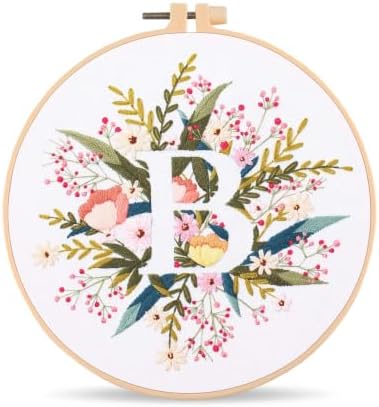 Harimau Letter B Pattern Embroidery Kit for Adult Beginners, Complete Starter Pack with 1 Hoop, Needles, Instruction Guide & Embroidery Stitch Video Tutorials by Unknown