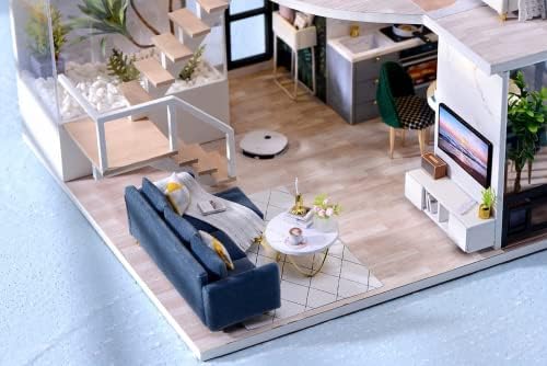 CUTEROOM DIY Miniature Dollhouse Kit with Furniture, Wooden Doll House Kit with LED Lights (L032) - Image 5