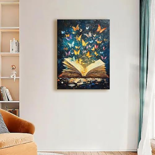 TCDZMYGS Book Paint by Numbers Kit for Adults Beginner,Butterfly Adult Paint by Number Kits on Canvas Without Frame,DIY Acrylic Oil Painting by Numbers Kits for Home Wall Decor 16x20 inch - Image 3