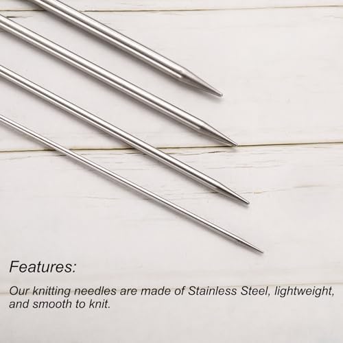 uxcell 5Pcs US 4(3.5mm) Double Pointed Knitting Needle 7.87 Inches Length Stainless Steel Sweater Stitching Needles with 10 Stitch Marker for Handmade Projects DIY Knitting - Image 4