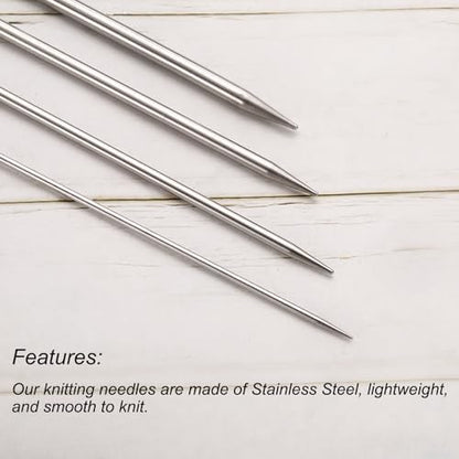 uxcell 5Pcs US 4(3.5mm) Double Pointed Knitting Needle 7.87 Inches Length Stainless Steel Sweater Stitching Needles with 10 Stitch Marker for Handmade Projects DIY Knitting - Image 4