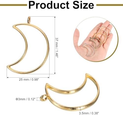 uxcell 25Pcs Alloy Open Bezel Pendants, Moon Hollow Frame Pendant Geometric Open Back Frame Pendant for Resin Jewelry Making Earrings Necklace Bracelet DIY, Rose Gold Tone - Image 2
