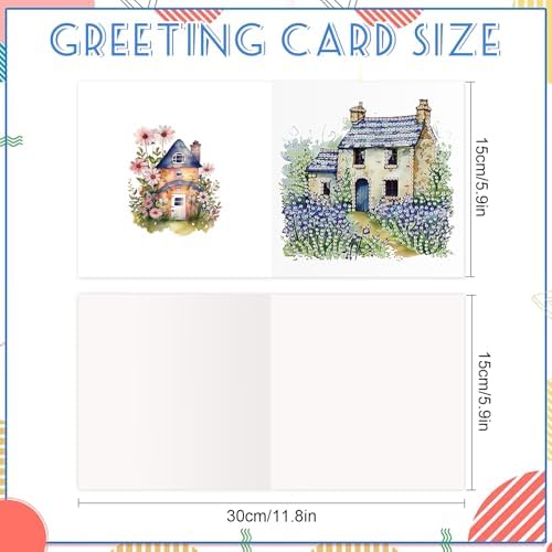 jinglinhh 12pcs Diamond Art Painting Lavender Flower House Bench Greeting Cards with Envelopes, DIY Card Making Kits for Adults, Diamond Art Postcards Christmas Cards Craft Gifts - Image 2