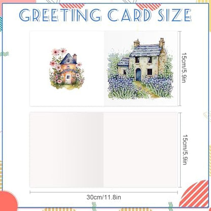 jinglinhh 12pcs Diamond Art Painting Lavender Flower House Bench Greeting Cards with Envelopes, DIY Card Making Kits for Adults, Diamond Art Postcards Christmas Cards Craft Gifts - Image 2