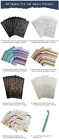 PRSTINCOL 2370 Pcs Word Stickers for Journaling,40 Sheets Quote Stickers Gold Foil Small Talk Stickers for Junk Journal Craft,Scrapbooking Supplies Making - Image 5