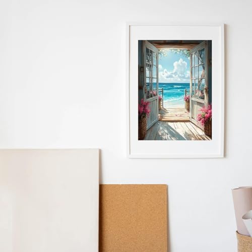 MBNTJHT DIY Scenery Paint by Numbers Kit for Adults on Canvas,Landscape Beach Digital Oil Painting Kit for Adults Beginner,Easy Scenery Acrylic Paint by Number Kits for Holiday Gifts 16X20 Inch. - Image 5