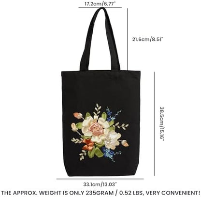CREAWONDER Canvas Tote Bag Embroidery Kit with Pattern for Beginners, Arts and DIY Embroidery Crafts Kits for Adults, Include Instructions, Embroidery Hoops, Color Threads and Tool - Image 6