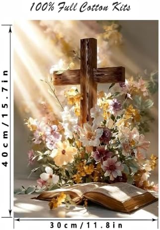 askkqtx Christian Stamped Cross Stitch Kits for Beginners Adults 12x16 in - Image 2