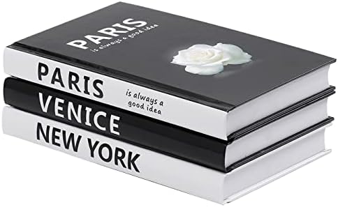Decorative Books for Home Decor, 3 Pcs Coffee Table Books Decor, Faux Book for Decoration, Designer Fashion Book Decor Set for Living Room, Table, Shelf(White) by FERAHI