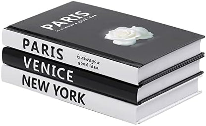 Decorative Books for Home Decor, 3 Pcs Coffee Table Books Decor, Faux Book for Decoration, Designer Fashion Book Decor Set for Living Room, Table, Shelf(White) by FERAHI