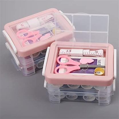 Agatige 30PCS Sewing Kit for Adults & Beginners, Three Layer Sewing Box Set Dual Purpose Handle Practice Kit with Case for Household (Pink) - Image 7
