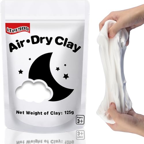 ifergoo 125g White Air Dry Clay, 4.41 oz Foam Magic Modeling Clay for Kids by iFergoo