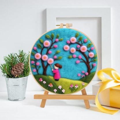 Eforcase Needle Felt Starter Set, Wool Felt Painting Needle Felting Kit, Felt Painting Kit for Adult Beginners Floral Animal Flowers Wool Needle Felt Set with Felt Needle, Picture Frame Home Decor - Image 2