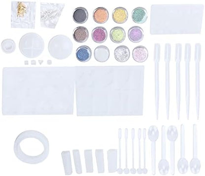 94Pcs Silicone Jewelry, Reusable Resin Casting for DIY Pendant Earrings Necklace Craft Kit with Glitter Sequins and Tools for Jewelry Making - Image 5