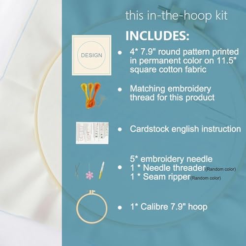 Huacan Embroidery Kit for Beginners Adults Includes Stamped Bees Pattern, Hoop, Color Threads,Tools,Easy to Follow Instruction - Image 6