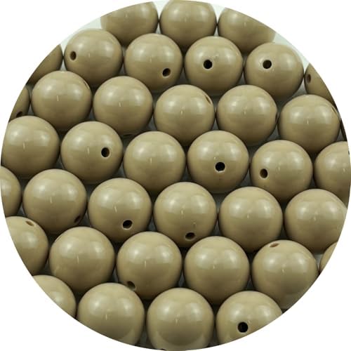 40pcs Acrylic Round Beads for Crafts 16mm Resin Candy Color Spacer Beads with Hole for Jewelry Making Sewing Crafts Decoration Necklaces Bracelets Earrings Supplies(Light Brown) by Unknown