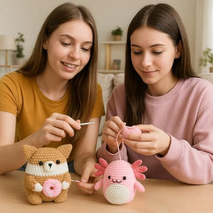 HOUSE CREATIVITY Cat Crochet Kit for Beginners – Make a Variety of Adorable Kittens, Amigurumi Crochet Starter Kit with Yarn, Eyes & Step-by-Step Video Tutorial, DIY Craft for Cat Lovers - Image 6