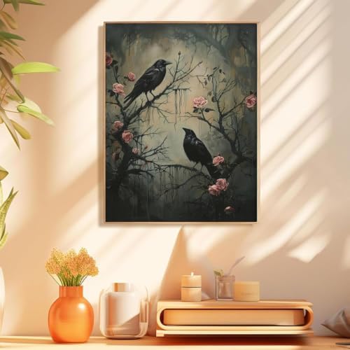Vintage Raven Paint by Numbers Kit for Adults Framed Canvas, Frameworkless - Image 4