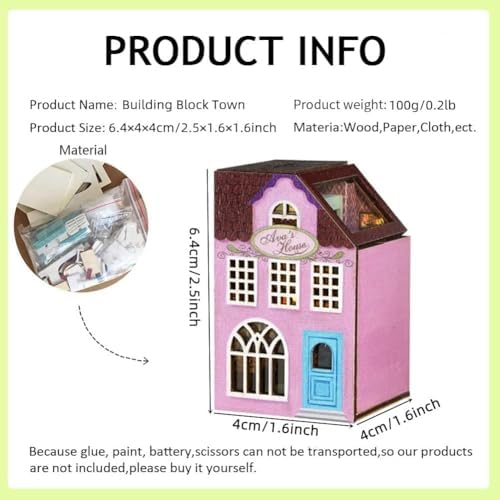 DIY Miniature Dollhouse Kit, Creative Wooden Doll House Craft Model with LED and Furniture for Christmas Birthday Gift (QH006) - Image 3