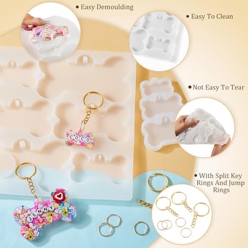 Dog Bone Silicone Mold Pet Tag Silicone Molds DIY Keychain Silicone Molds Kit for Epoxy Resin Crafts Christmas Earring Bracelet Necklace Jewelry Making - Image 5