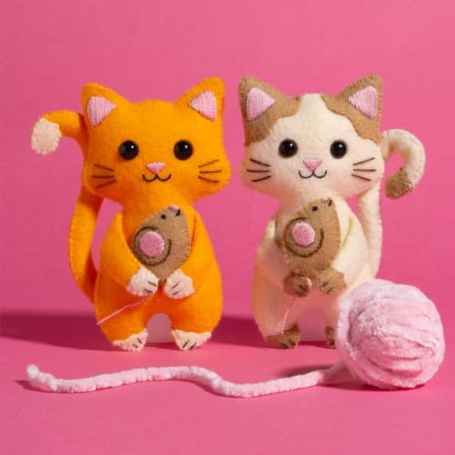 Bucilla, Felties Perfect Pairs Felt Embroidery Craft Kit, for DIY Arts and Crafts Projects, Purrfect Pair, Set of 2 - Image 4