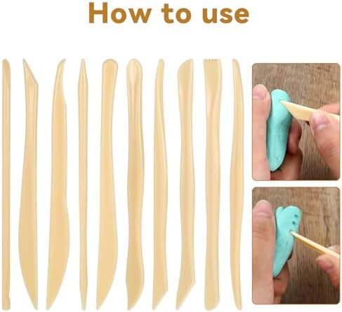 AOZUO 10PCS Double-Ended Clay Sculpting Tools, Plastic Polymer Clay Modeling Tools Ceramic Pottery Carving Tools for Cutting Embossing Smoothing Shaping Molding - Image 7