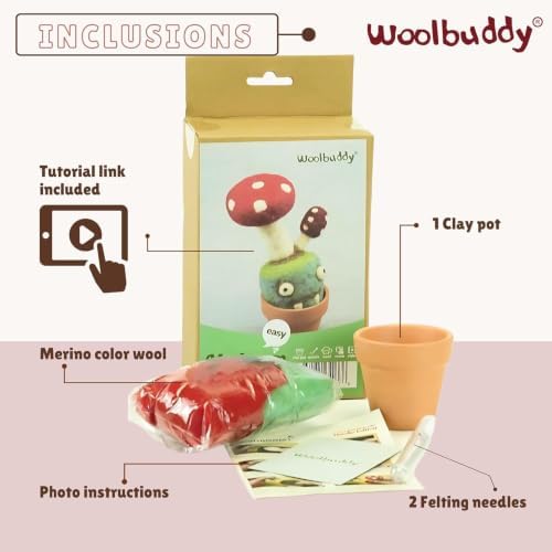 Woolbuddy Needle Felting Starter Kit (Mushroom) for Adult with Tool & Guide - Image 3