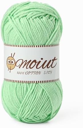 Cotton Yarn for Crocheting, Baby Yarn for Crocheting Soft, 131yds / 1.76oz Fluffy Amigurumi Crochet Yarn, 5 Ply 100% Milk Cotton Yarn for Puzzle、Socks、Clothes(Fresh Green) by OMoiut