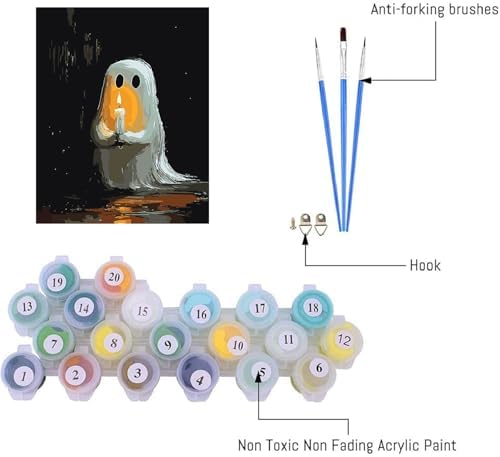 AIBOERL Paint by Numbers Kit for Adults Beginner,Halloween Ghost, 12X16In - Image 7