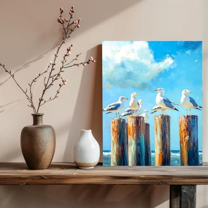 xcemhil Paint by Numbers Kit for Adults, Paint by Numbers Birds, Seagull Paint by Number Kits on Canvas for Home Decor Gift Art Work 16x20in - Image 3