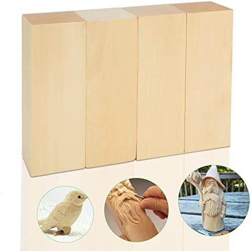 8PCS Basswood Carving Blocks, 6x2x2 inch Unfinished Wood Blocks for Crafts, Unfinished Wood Squares Wooden Blocks for Arts and Crafts - Image 3