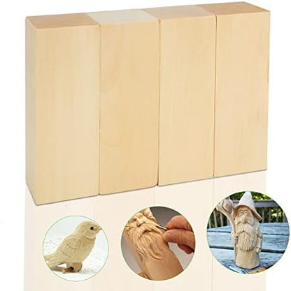 8PCS Basswood Carving Blocks, 6x2x2 inch Unfinished Wood Blocks for Crafts, Unfinished Wood Squares Wooden Blocks for Arts and Crafts - Image 3