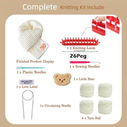 Yarniss Knitting Loom Kits，Knitting Scarf Kits with White Yarn - Image 2