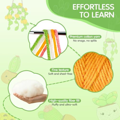 Sewkitta Crochet Kit for Beginners, Crochet Starter Kit w Step-by-Step Video Tutorials, Beginner Crochet Kit for Adults Kids Women Men Complete Kit Included (Plant 6Pack) - Image 5