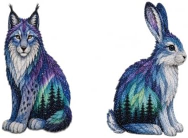 Northern Lights Animal Embroidery Kit DIY Fabric Patchwork Craft Set (R+L) by Unknown